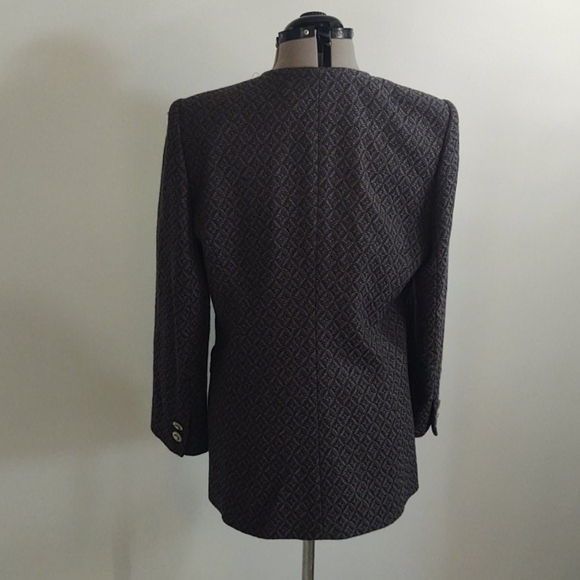 Liz Claiborne Suits Grey Diamond Pattern Blazer Sz 12 - Picture 7 of 11